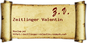Zeitlinger Valentin névjegykártya